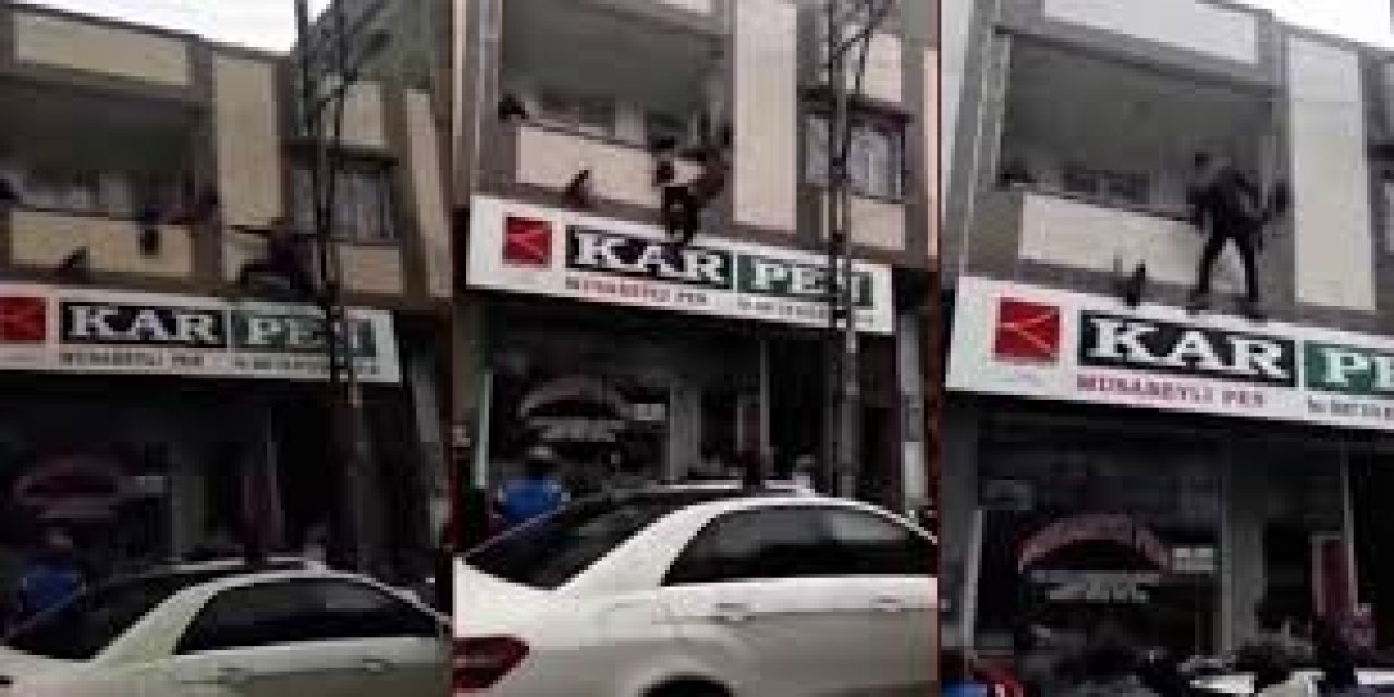 Gaziantep’te demire asılı kalan çocuk yürekleri ağza getirdi