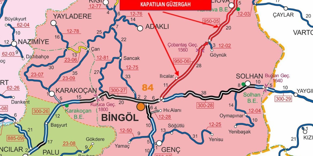 Bingöl-Erzurum karayolu trafiğe kapandı