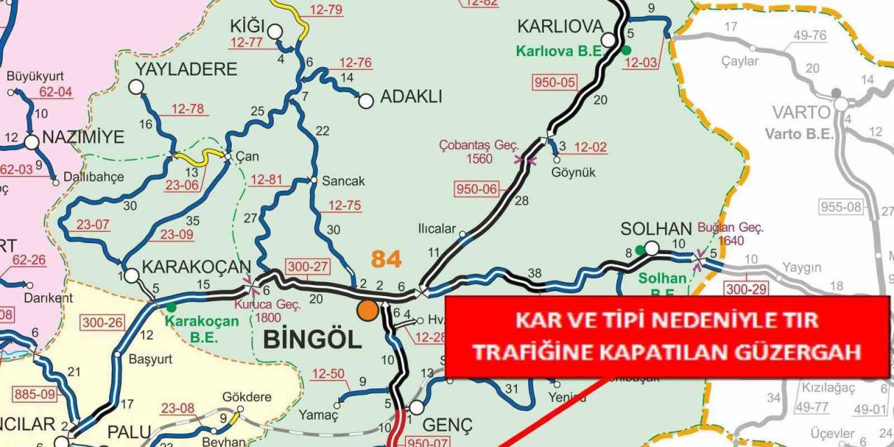 Diyarbakır - Bingöl karayolu tır trafiğine kapandı