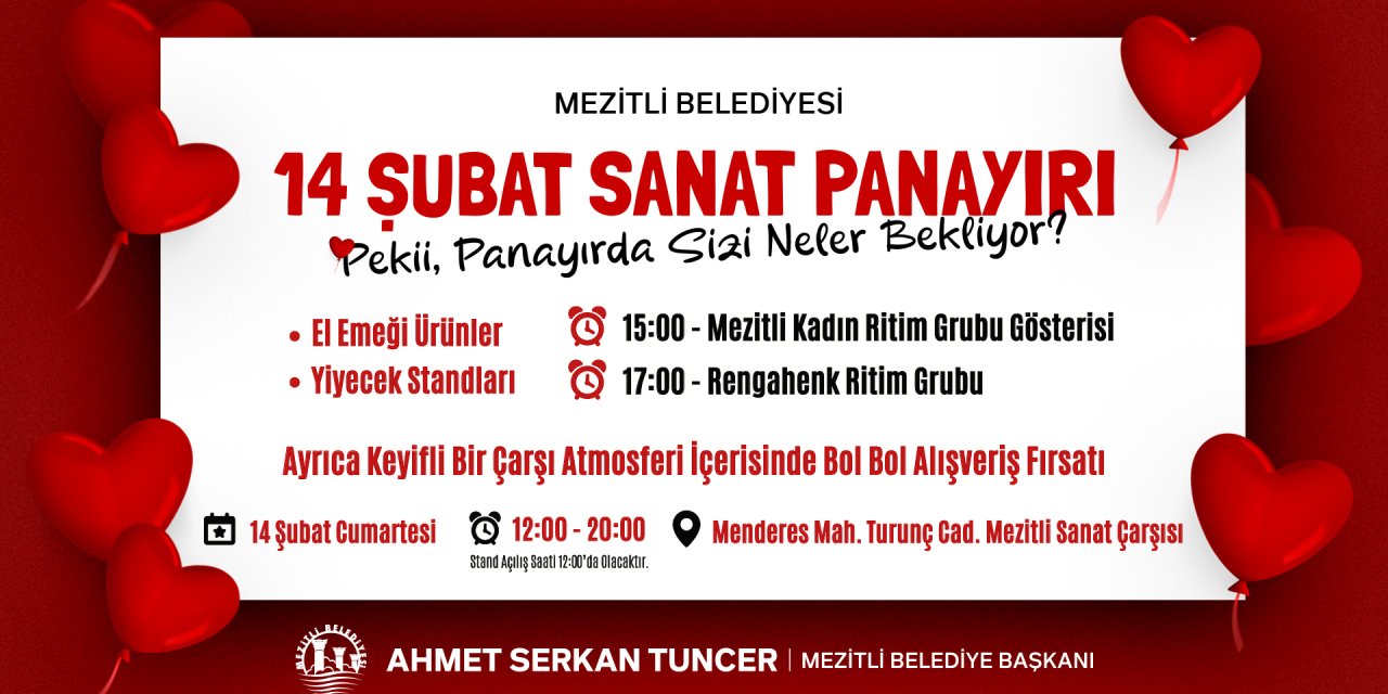 Mezitli’de sevgililer günü coşkusu: sanat, müzik ve alışveriş aynı çarşıda