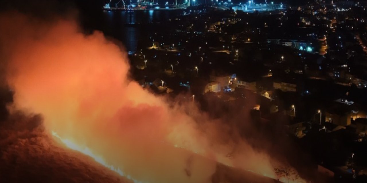 Tekirdağda yangın geceyi gündüze çevirdi