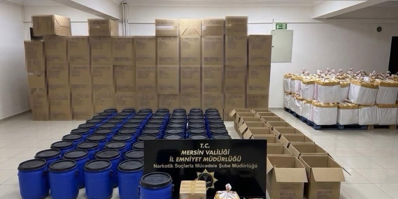 Mersin'de uyuşturucu operasyonu tonlarca hammadde ele geçirildi