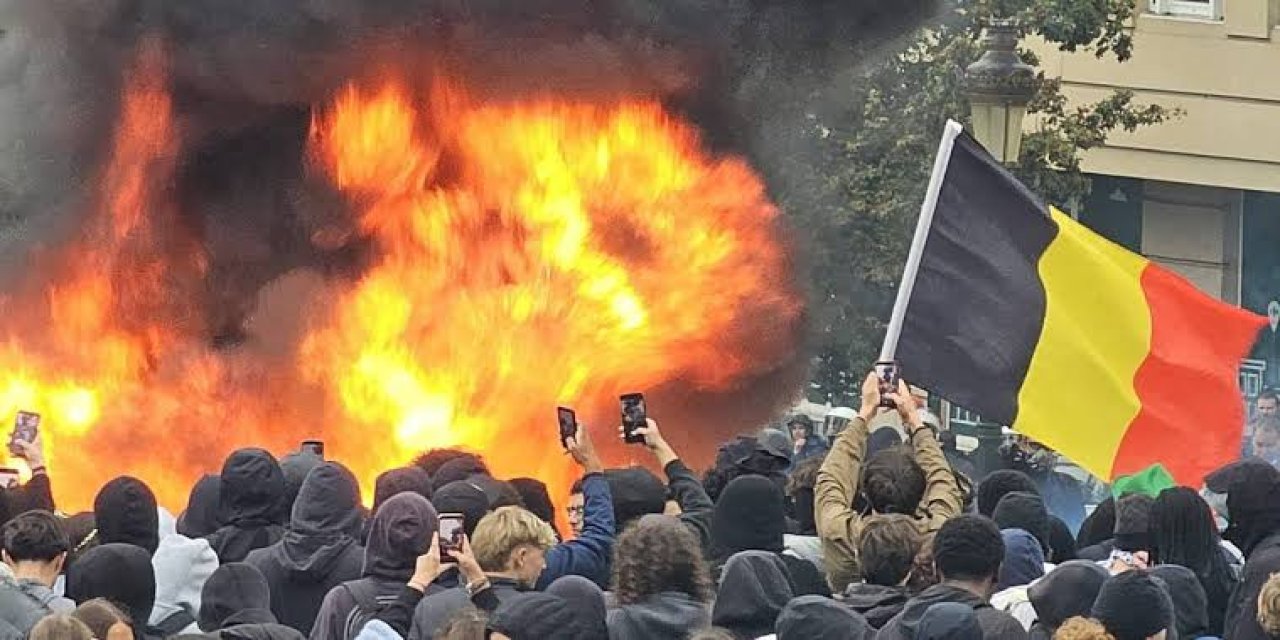Fransa ile Belçika'da eş zamanlı protestolar büyüyor