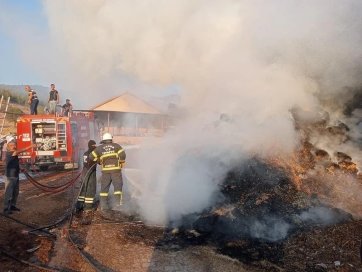 Burdur’da yangında 2 bin saman balyası kül oldu